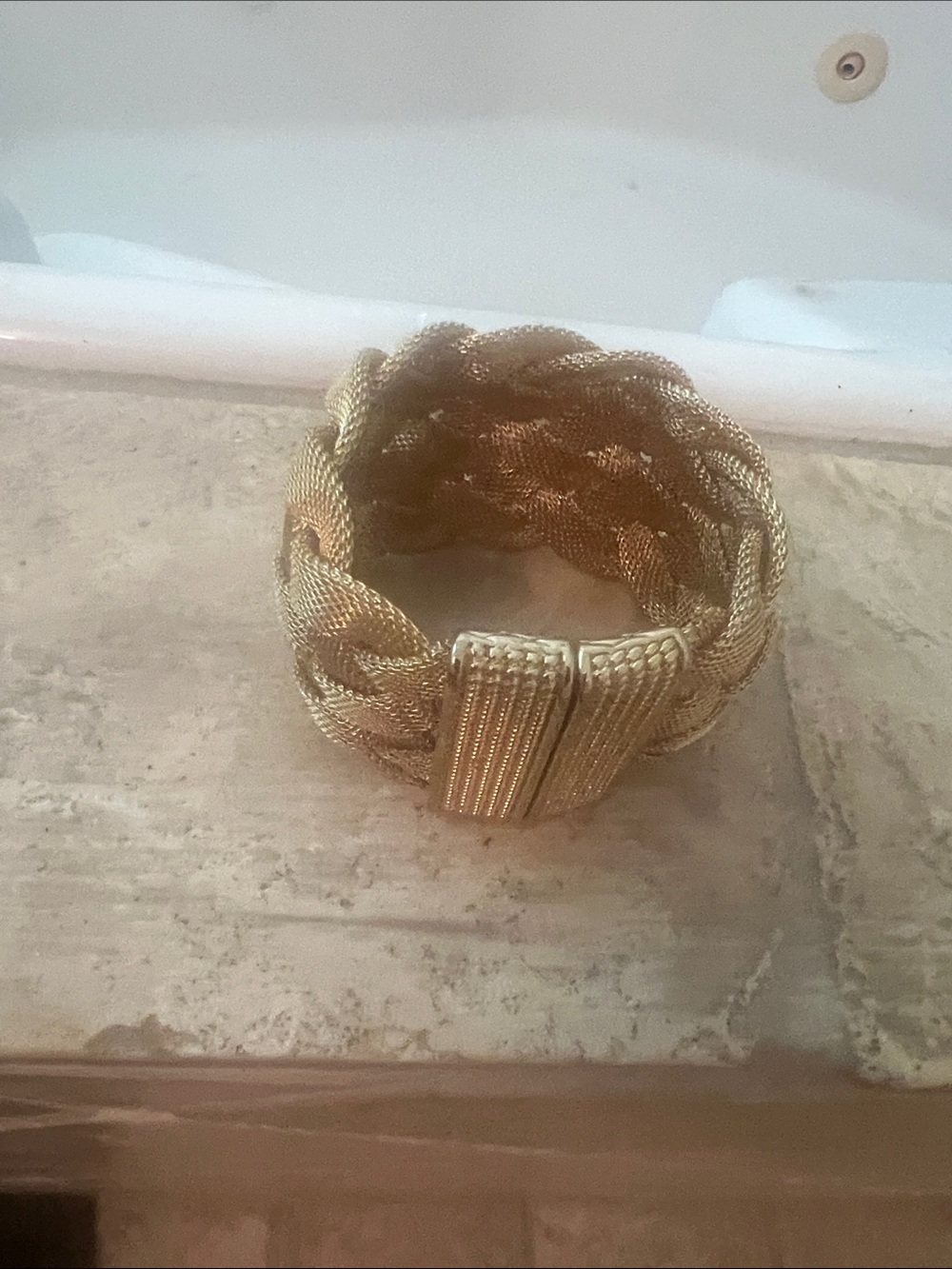 Anthropologie Braided Gold Mesh Cuff Bracelet